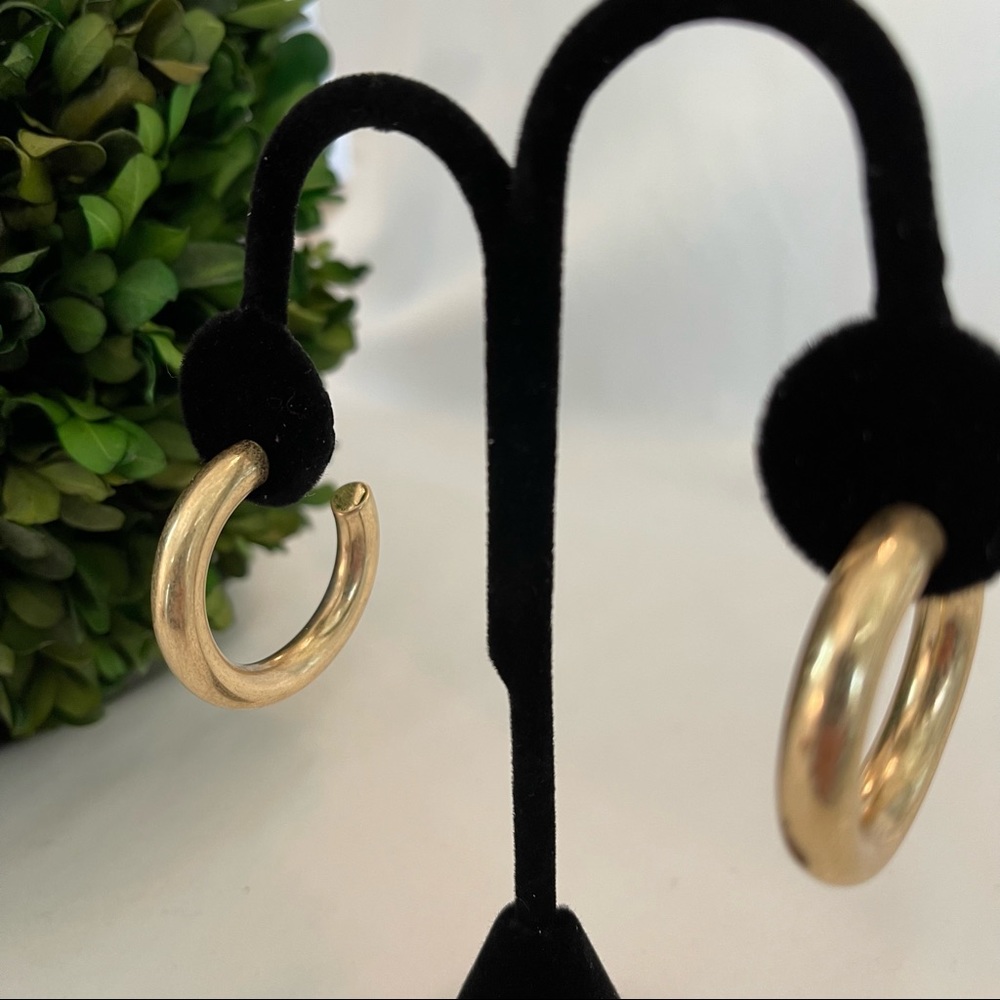 Gold Brushed Chunky Hoop Earrings